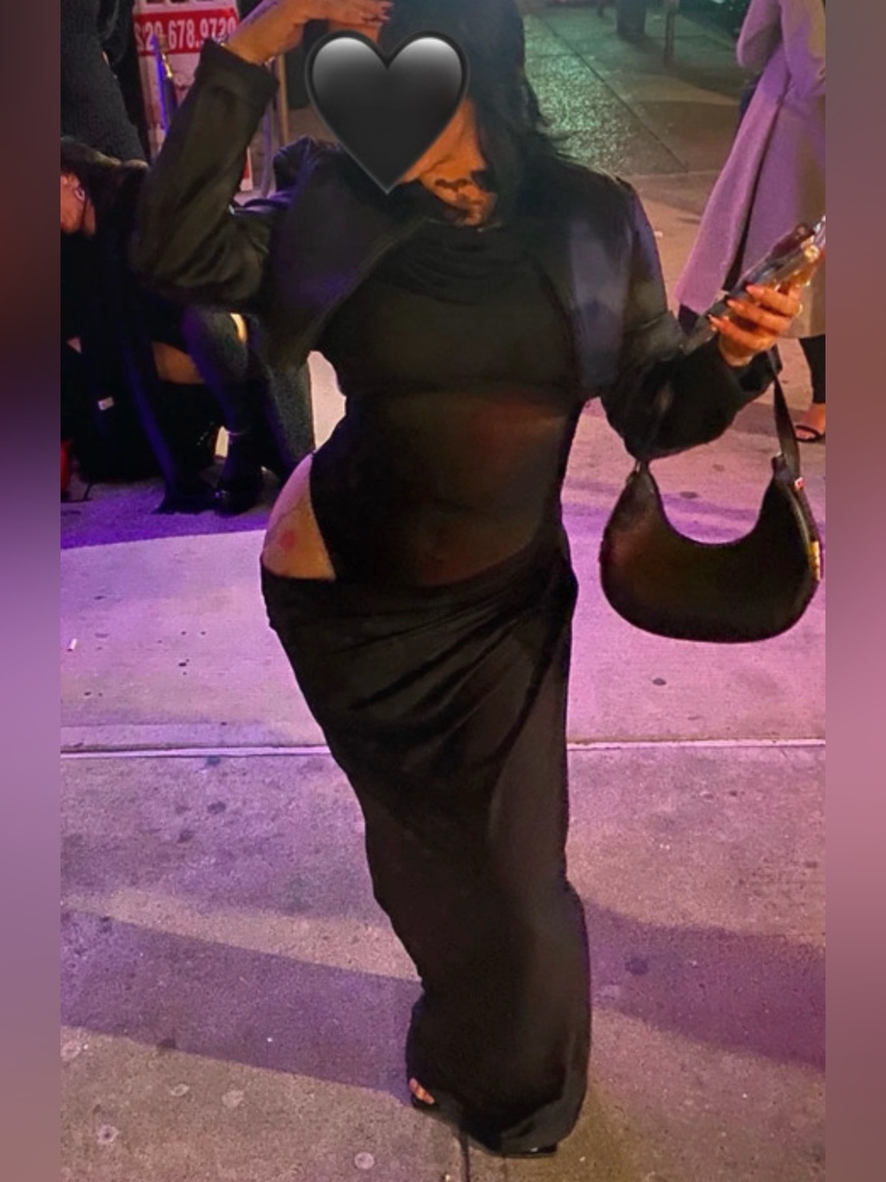 Sheer Cutout Black Maxi Dress